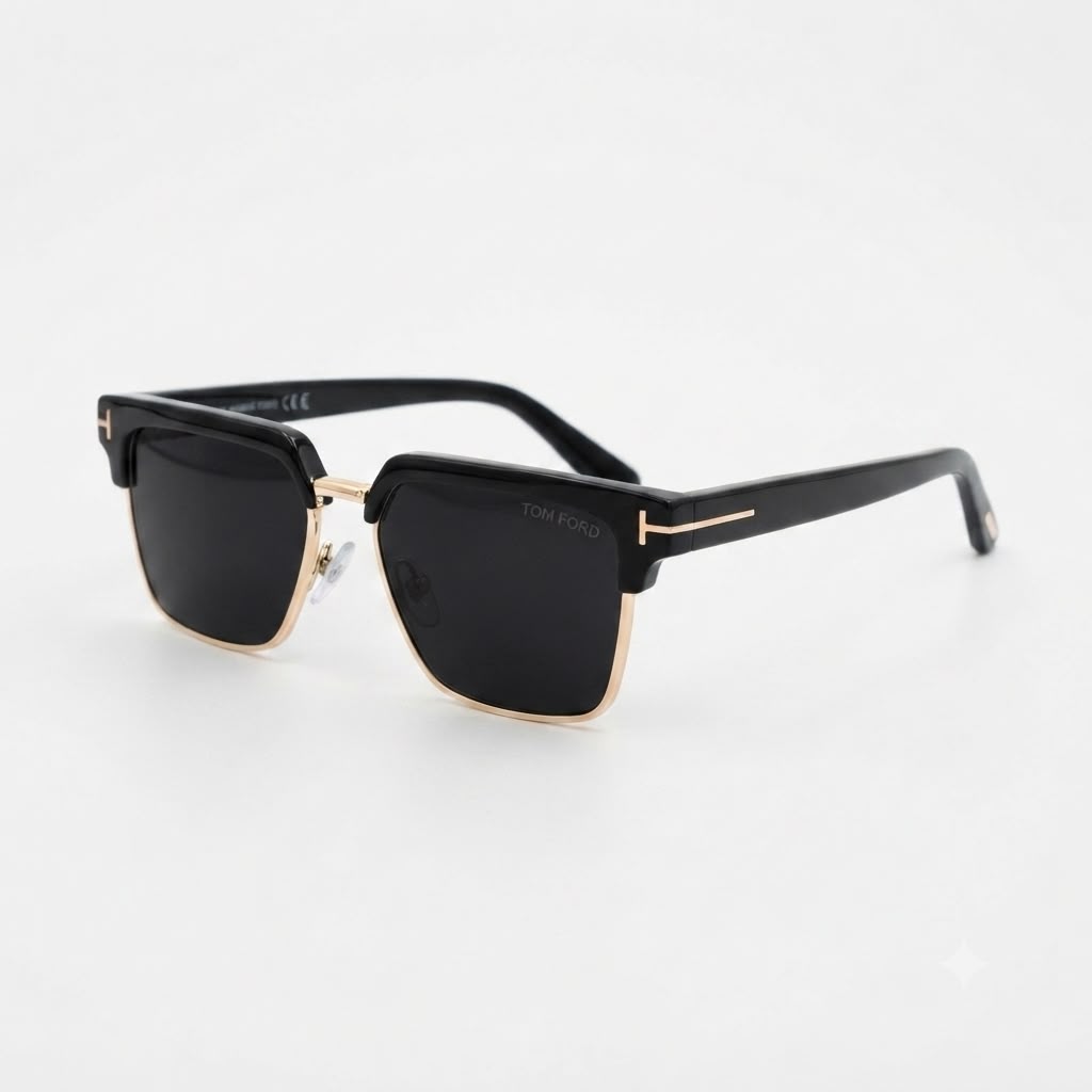 TF 9820 - SUNGLASS - CLUB MASTER SQUARE - BLACK GOLDEN - DESIGNER - PREMIUM QUALITY