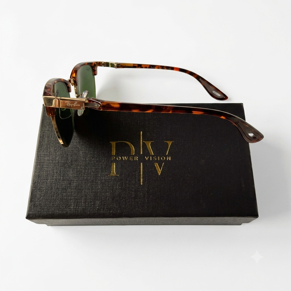 RB 8396 - SUNGLASS - CLUB MASTER - PRINTED - PREMIUM GREEN - DIAMOND HARD - EXCEL SPRING SIDES - PREMIUM