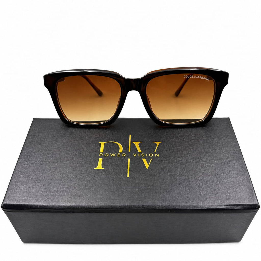 D&G 40116 - SHADES - DIFT SQUARE - BLACK BROWN - BROWN DOUBLE SHADED - LOGO EMBOSED - PREMIUM