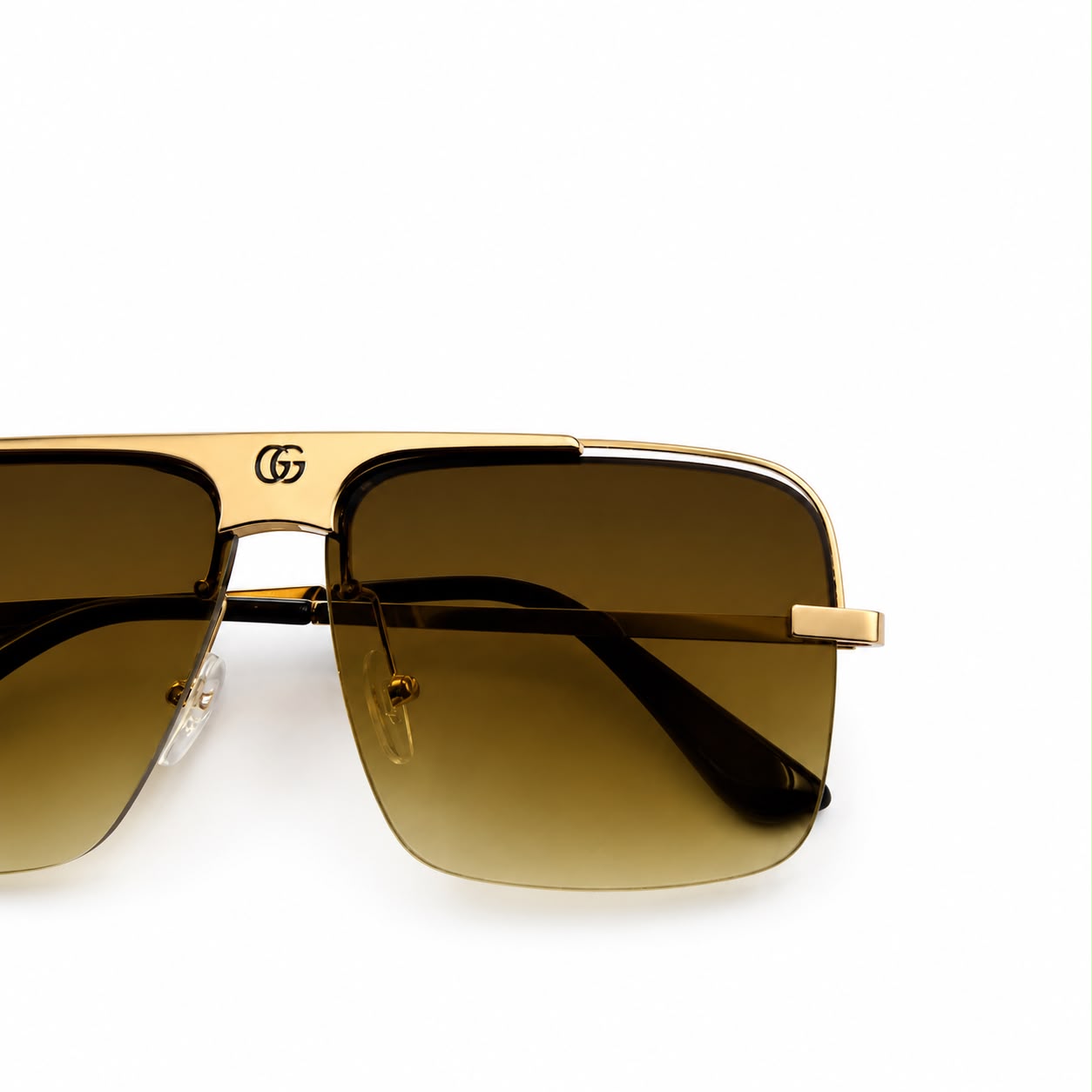 GC - SUNGLASS - RIMLESS - NAVIGATOR - SQUARE - GOLDEN - BROWN GRADIENT - PREMIUM
