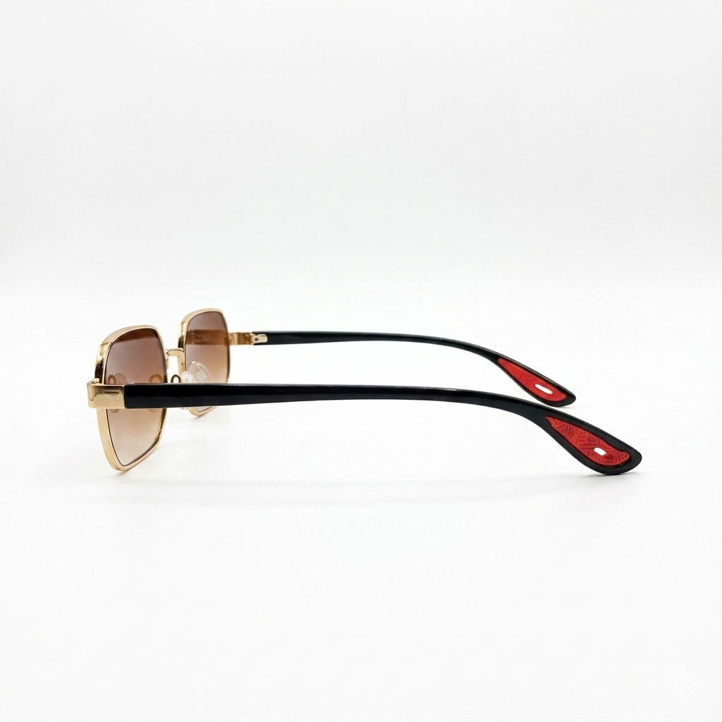 SUNGLASS - METAL - HEXAGON - GOLDEN BLACK - COMFORT - UNISEX