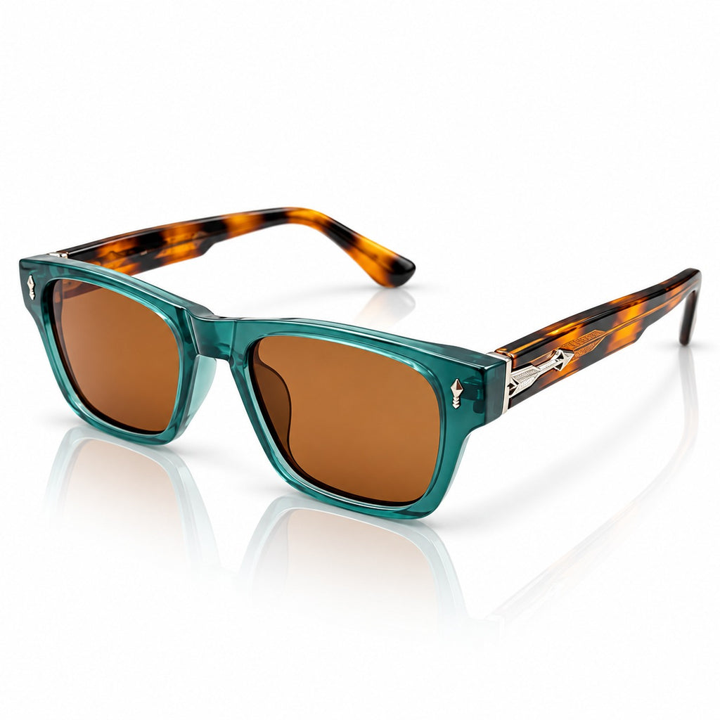 JMM - TEAL GREEN - TORTOISE - BROWN - ACETATE - SQUARE - UNIQUE