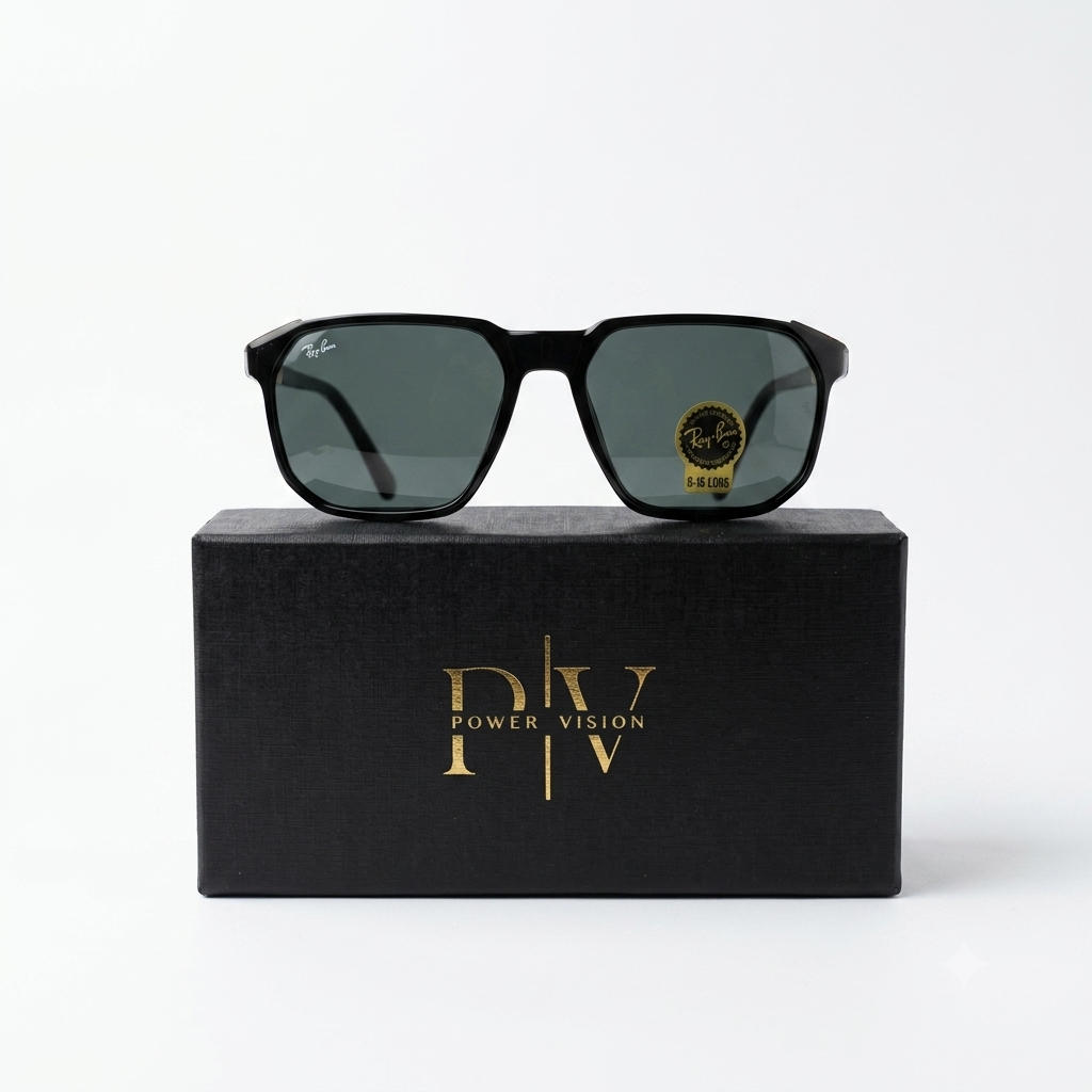 RB 91132 - SUNGLASS - CUT SQUARE - DIAMOND HARD - BLACK - FLEXIBLE FIBRE SIDES