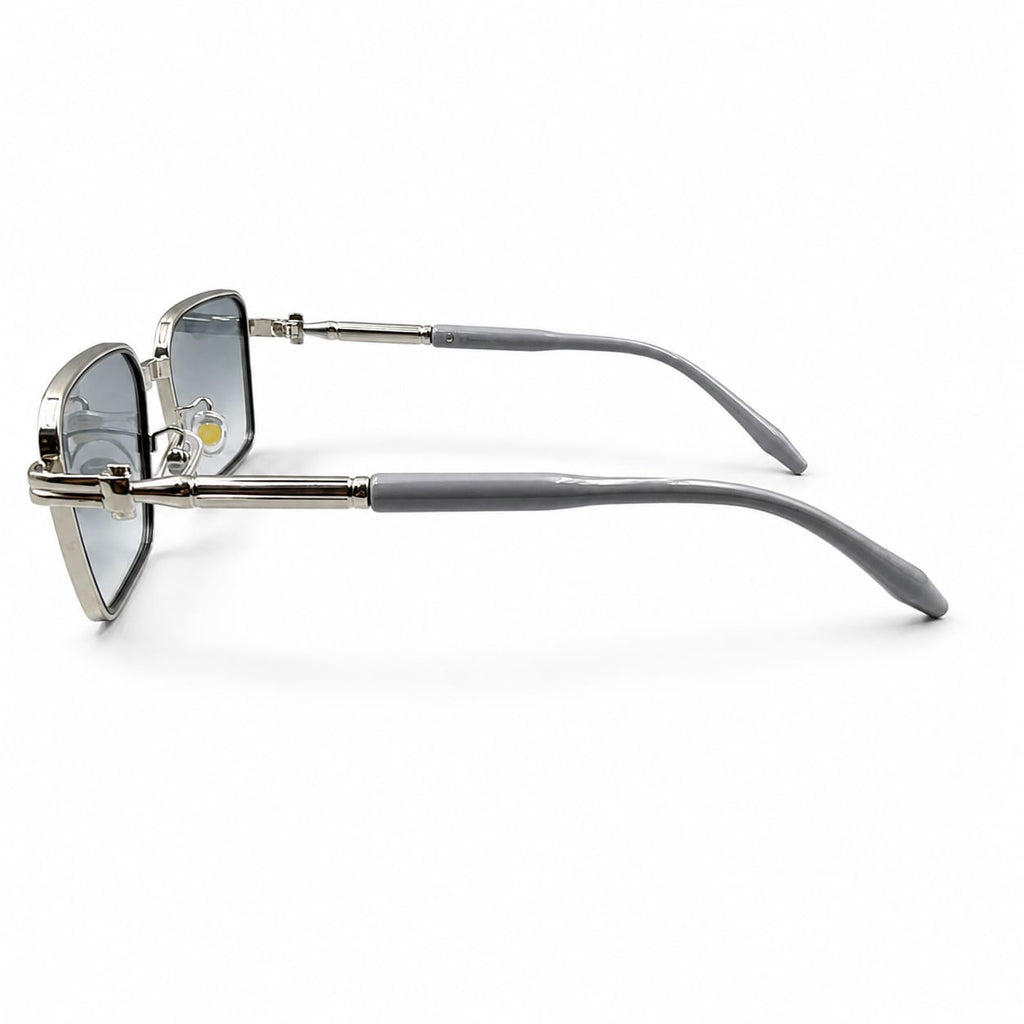 CR 2771 - SUNGLASS - SQUARE - SILVER - GREY - BLACK OUTLINE - ICE BLUE - PREMIUM  - UNISEX