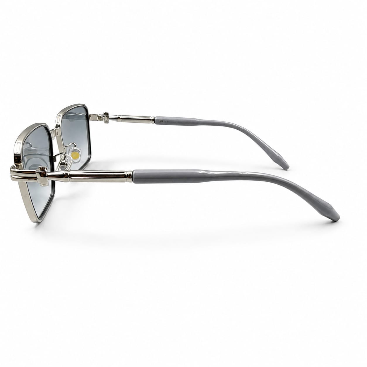 CR 2771 - SUNGLASS - SQUARE - SILVER - GREY - BLACK OUTLINE - ICE BLUE - PREMIUM  - UNISEX