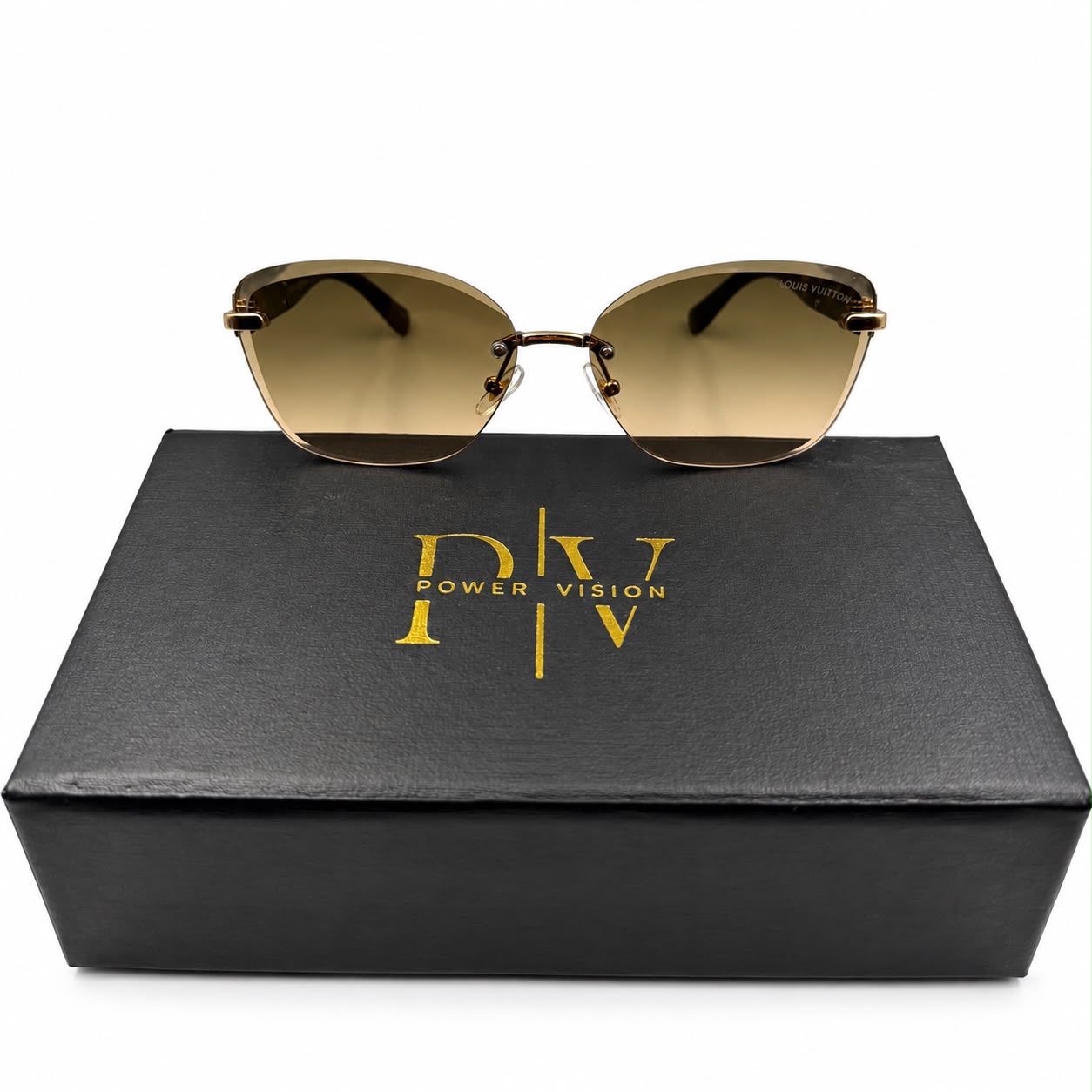 LV 86031 - LUXURIOUS - RIMLESS - CATEYE - TORTOISE BRANDING TEMPLES - PREMIUM - WOMEN