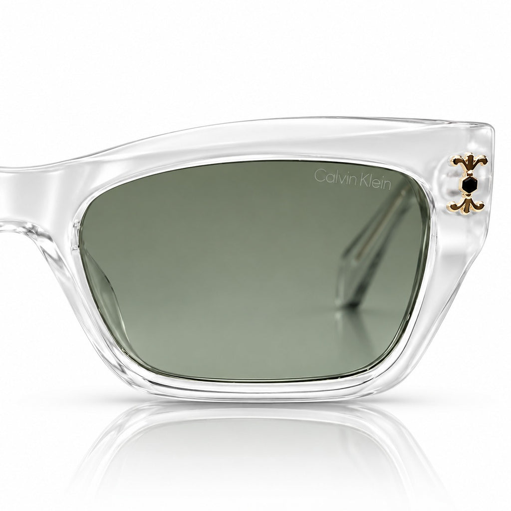 CK - BOLD - MATTE WHITE + LOWER CRYSTAL TRANSPARENT - GREEN GRADIENT - SQUARE