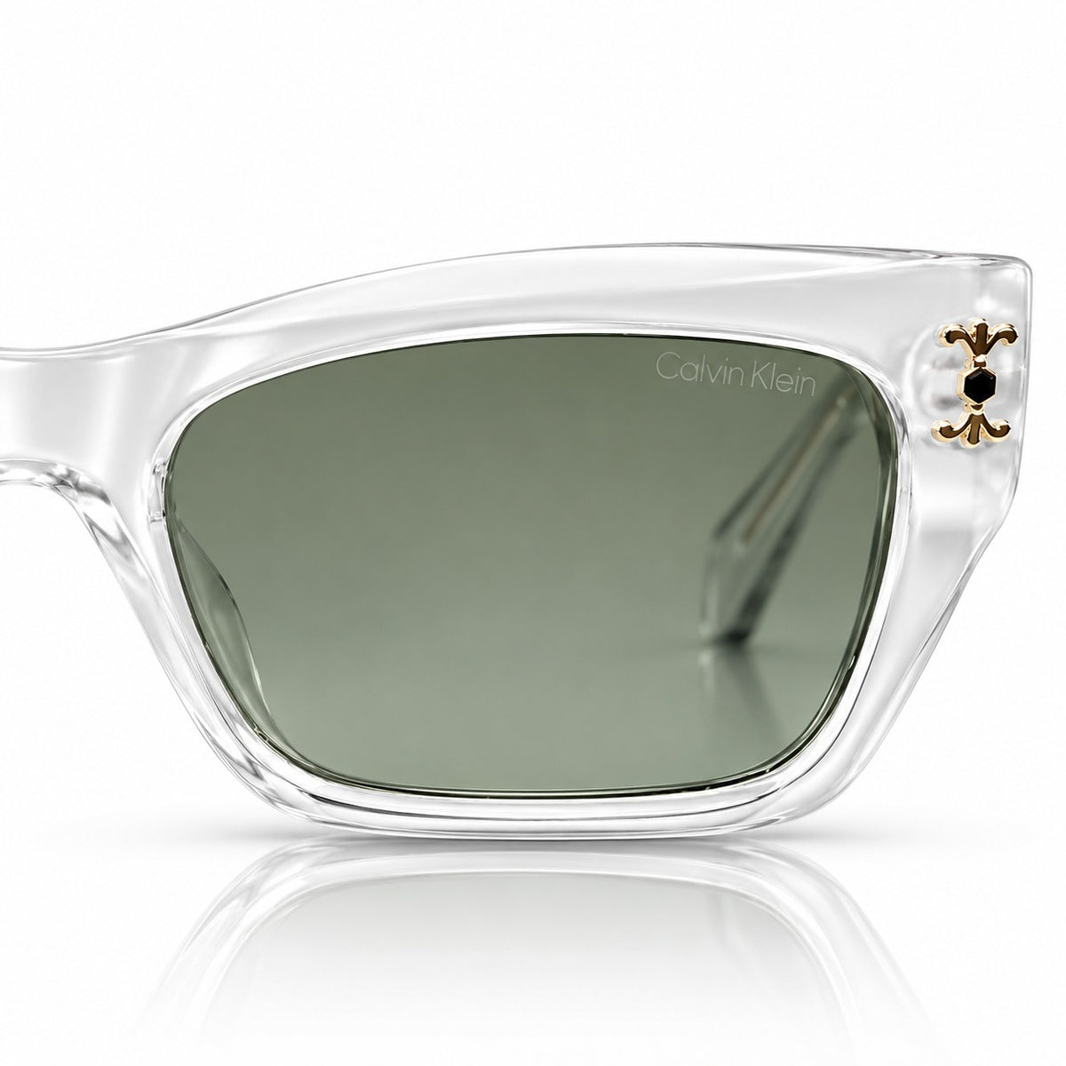 CK - BOLD - MATTE WHITE + LOWER CRYSTAL TRANSPARENT - GREEN GRADIENT - SQUARE