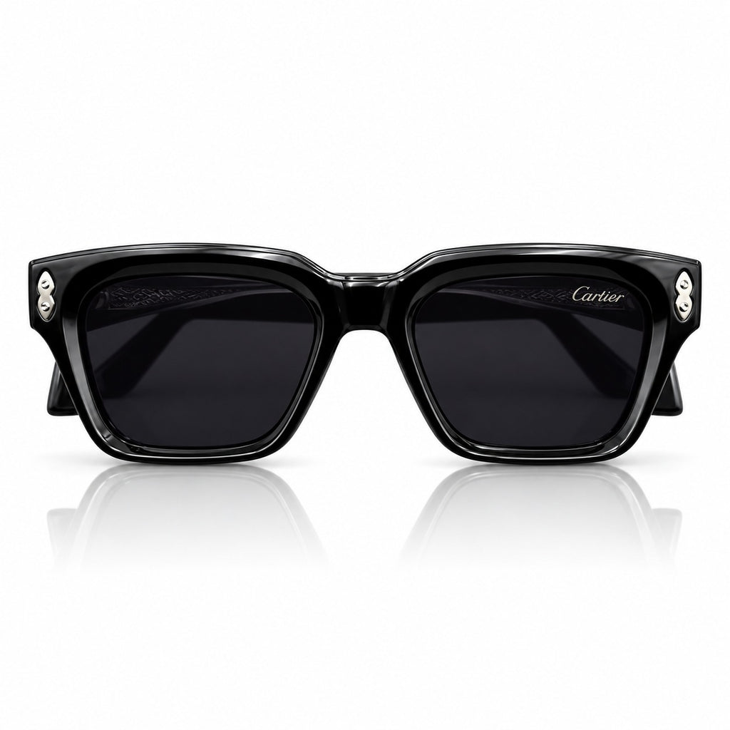 CARTIER - BOLD - ACETATE - BLACK - SILVER RIVET - NEW ARRIVAL