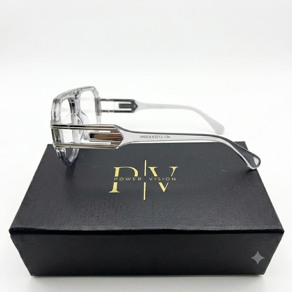 M8609 - EYEWEAR - MEN - DESIGNER - GREY TRANSPARENT - GEOMETRIC SQUARE - OVERSIZE