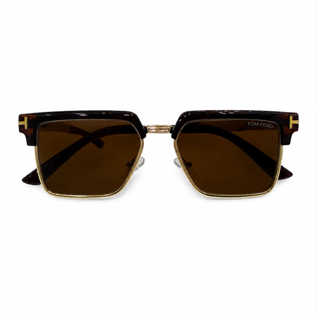 TF 9820 - SUNGLASS - GOLDEN BROWN - DESIGNER - CLUB MASTER SQUARE - PREMIUM