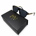 GC 2837 - SUNGLASS - ROUNDED SQUARE - BLACK - GOLD BRAND TEMPLE - PREMIUM - UNISEX