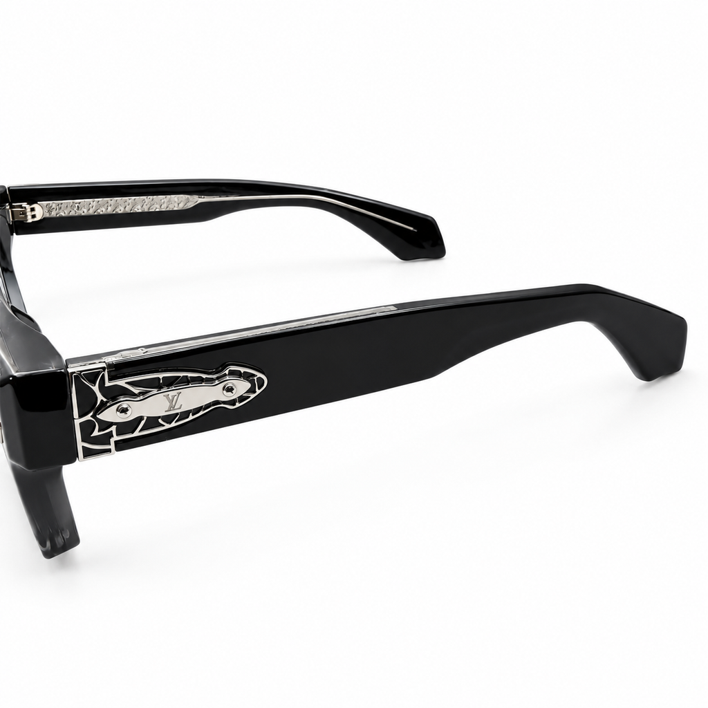 LV - SUNGLASS - BOLD - BLACK - SILVER DETAILING - SQUARE - NEW ARRIVAL