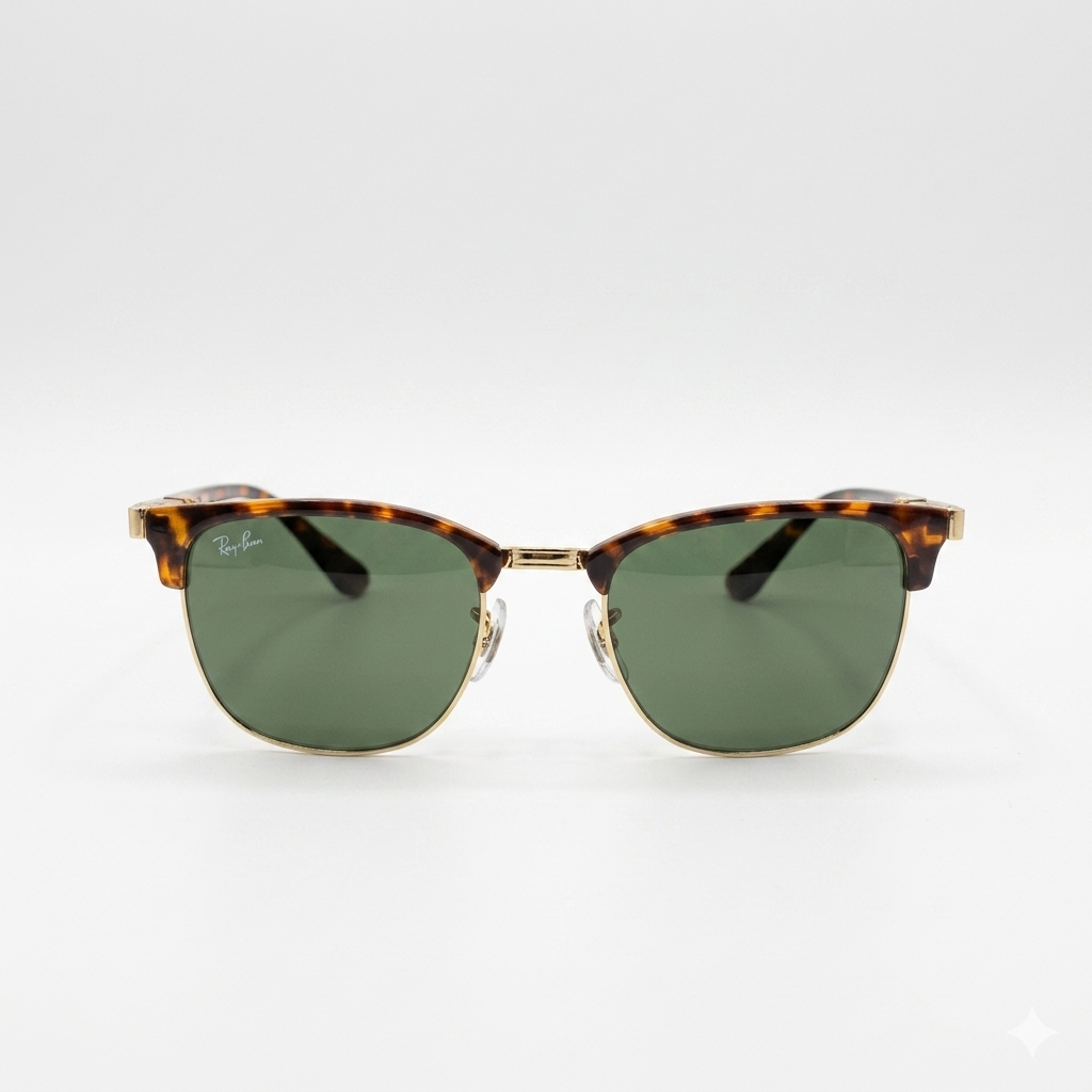 RB 8396 - SUNGLASS - CLUB MASTER - PRINTED - PREMIUM GREEN - DIAMOND HARD - EXCEL SPRING SIDES - PREMIUM