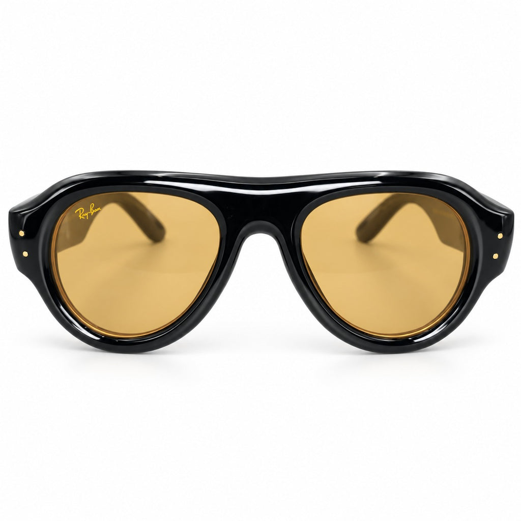RB X AWGE 4925 - PUFFER - AVIATOR - BOLD - BLACK - WARM AMBER - ACETATE - HIGH QUALITY