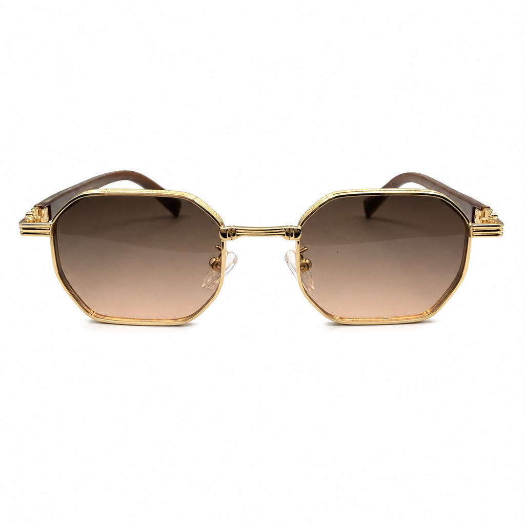 LV 2743 - SUNGLASS - OCTAGONAL - GOLDEN - BROWN GRADIENT - PREMIUM - WOMEN