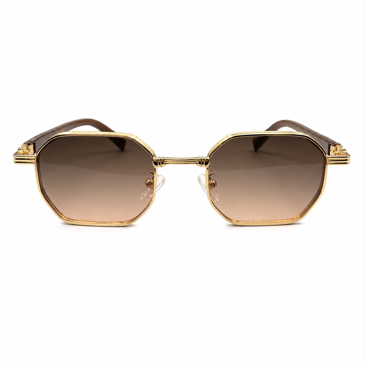 LV 2743 - SUNGLASS - OCTAGONAL - GOLDEN - BROWN GRADIENT - PREMIUM - WOMEN