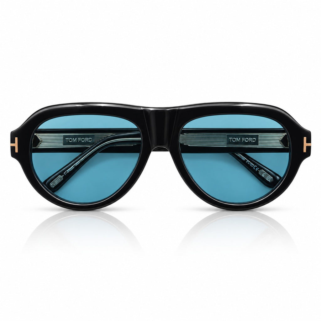 TF 1225 - ACETATE - BOLD - BLACK - BLUE - FLAT TOP AVIATOR - HIGH QUALITY