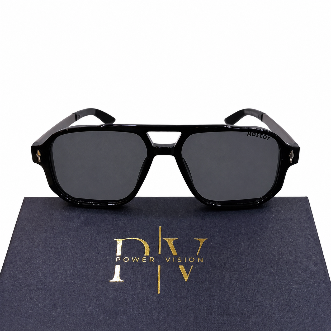 MOSCOT 98320 - SUNGLASS - DOUBLE BEAM - BLACK - NAVIGATOR SQUARE - SILVER - DESIGNER - QUALITY PREMIUM