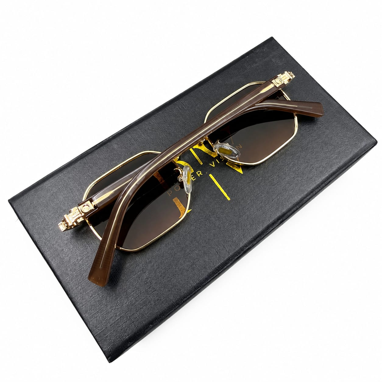 LV 2743 - SUNGLASS - OCTAGONAL - GOLDEN - BROWN GRADIENT - PREMIUM - WOMEN