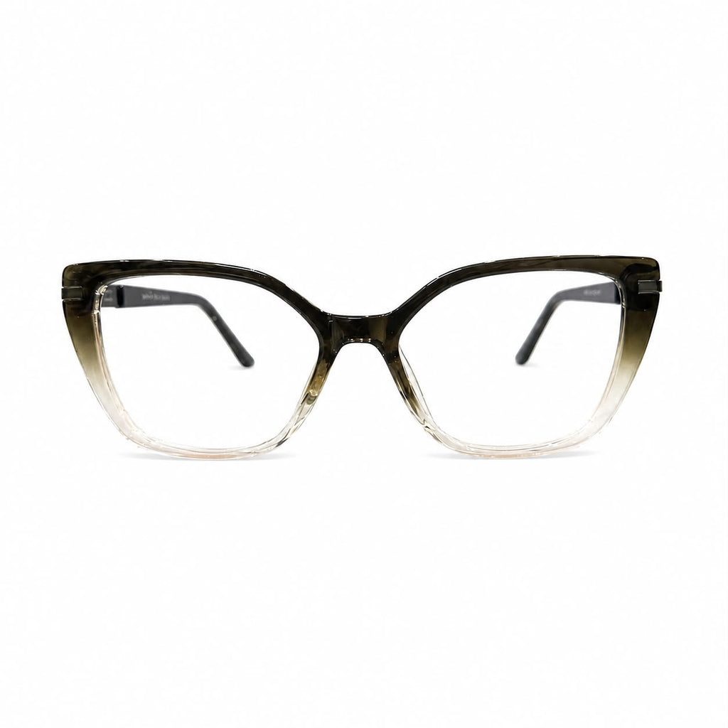 EYEGLASS 2003 - LADIES - CATEYE - OLIVE GREEN - TRANSPARENT - SPRING HINGES - DESIGNER