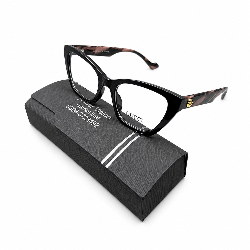GC 23229 -LUXURY - BLACK - CATEYE - BLACK - MARBLE TORTOISE SIDES - FLEXIBLE