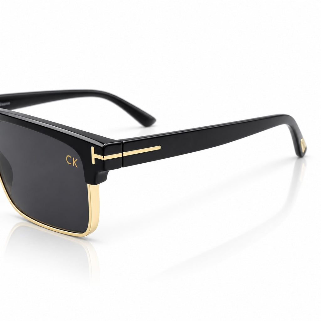 CK 9820 - SUNGLASS - CLUB MASTER SQUARE - BLACK GOLDEN - DESIGNER - PREMIUM QUALITY