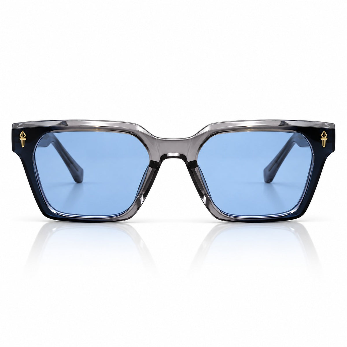 MOSCOT 2349 - ACETATE - ANGULAR SQUARE - GREY TRANSPARENT - BLUE TINT - QUALITY