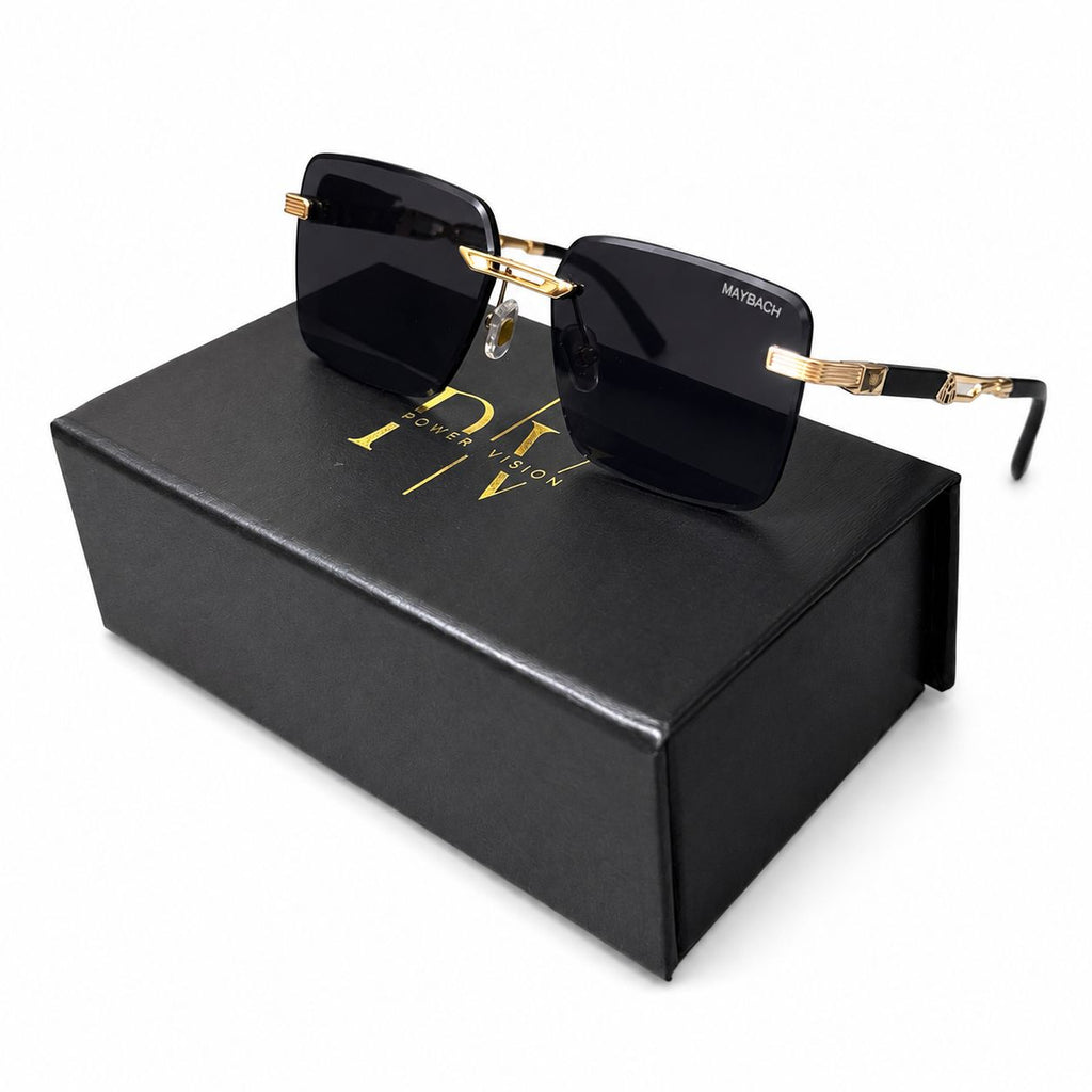 Z55 - SUNGLASS - RIMLESS - GOLDEN - BLACK - UV - DESIGNER - UNISEX