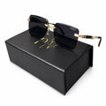 Z55 - SUNGLASS - RIMLESS - GOLDEN - BLACK - UV - DESIGNER - UNISEX
