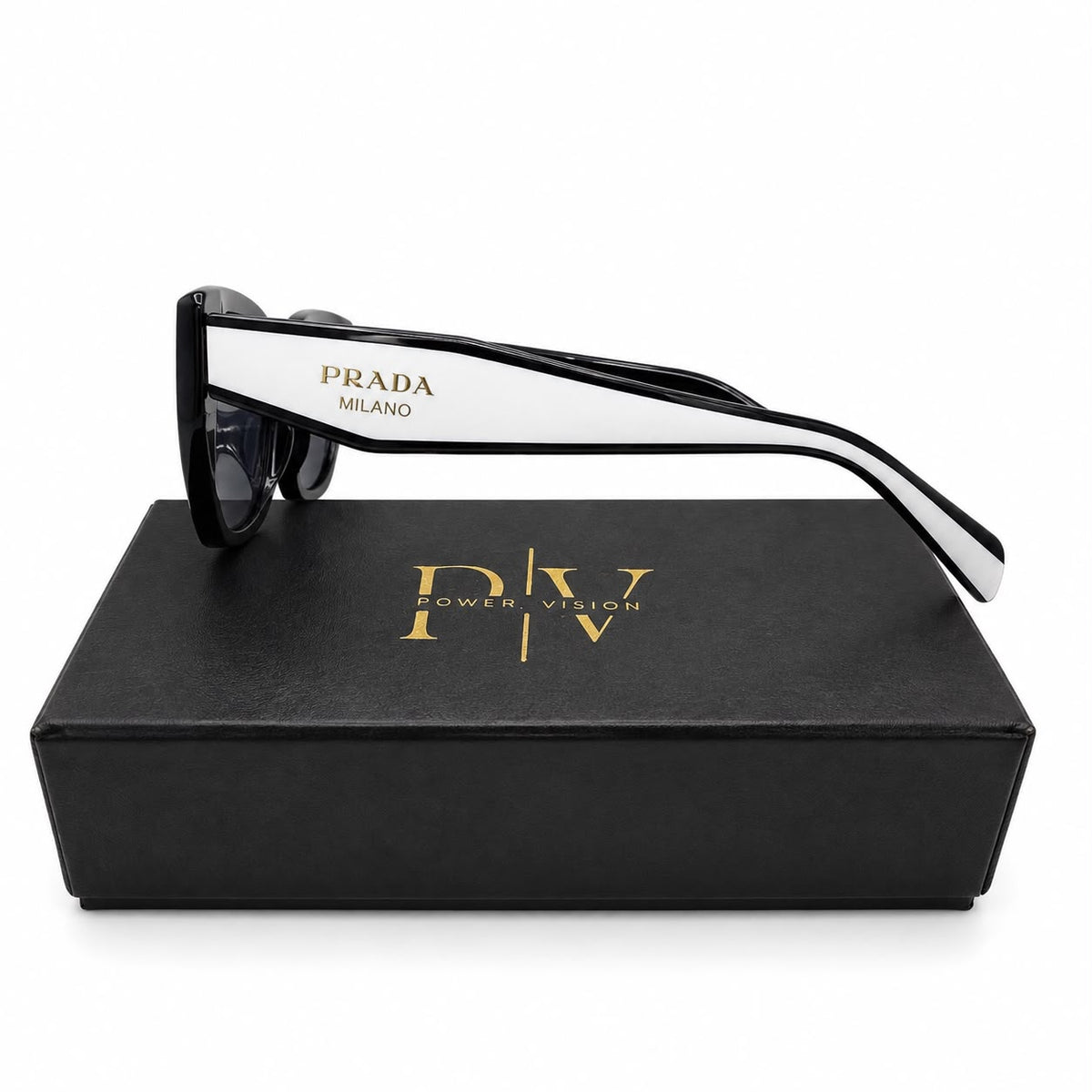 PR 12749 - SOPHISTICATED - SQUARISH CATEYE - BLACK - WHITE SIDE ACCENT - PREMIUM - QUALITY