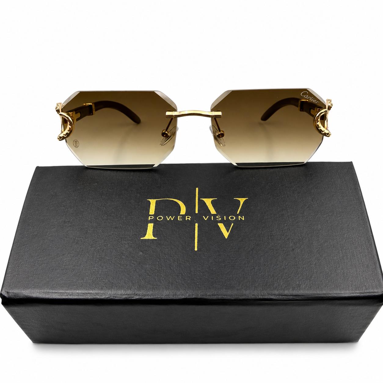 CR 23668 - CLASSY - RIMLESS - BEVEL CUT SQUARE - GOLDEN BROWN DOUBLE SHADED - PREMIUM