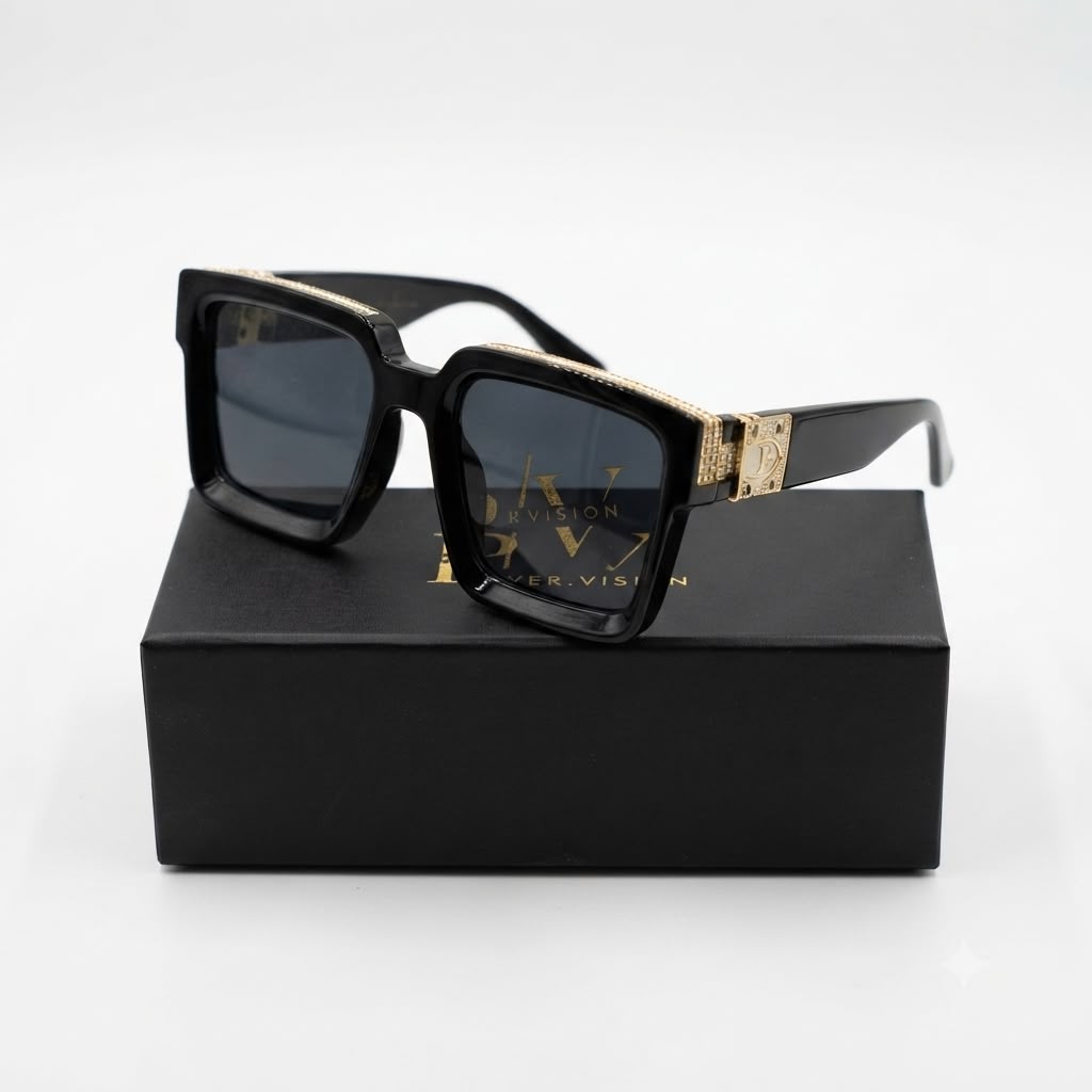 MILLIONAIRE - BOLD - BLACK - DESIGNER - DESIGNER SIDE TEMPLE - ACETATE - PREMIUM