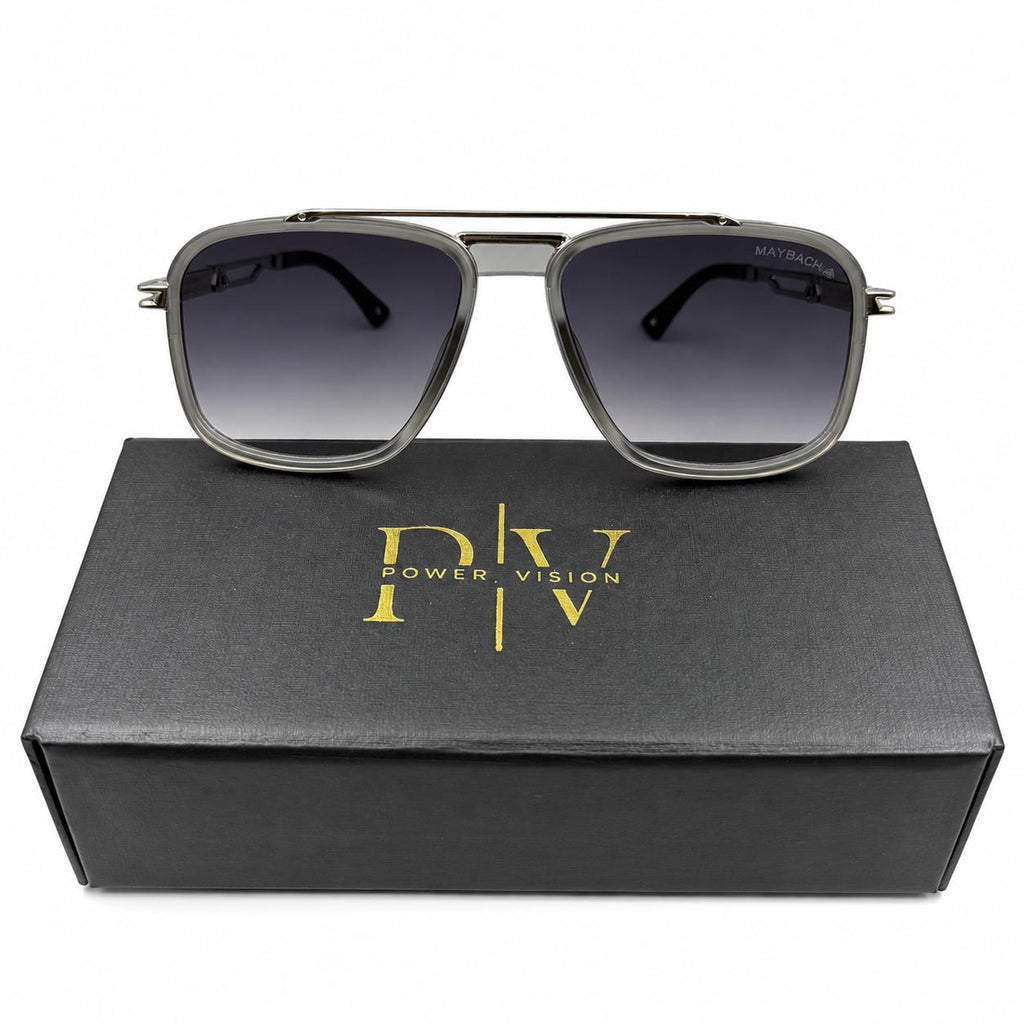 MAYBACH 2778 - SUNGLASS - DOUBLE BRIDGE - OVERSIZE - NAVIGATOR - SQUARE - MATTE GREY - SILVER - PREMIUM