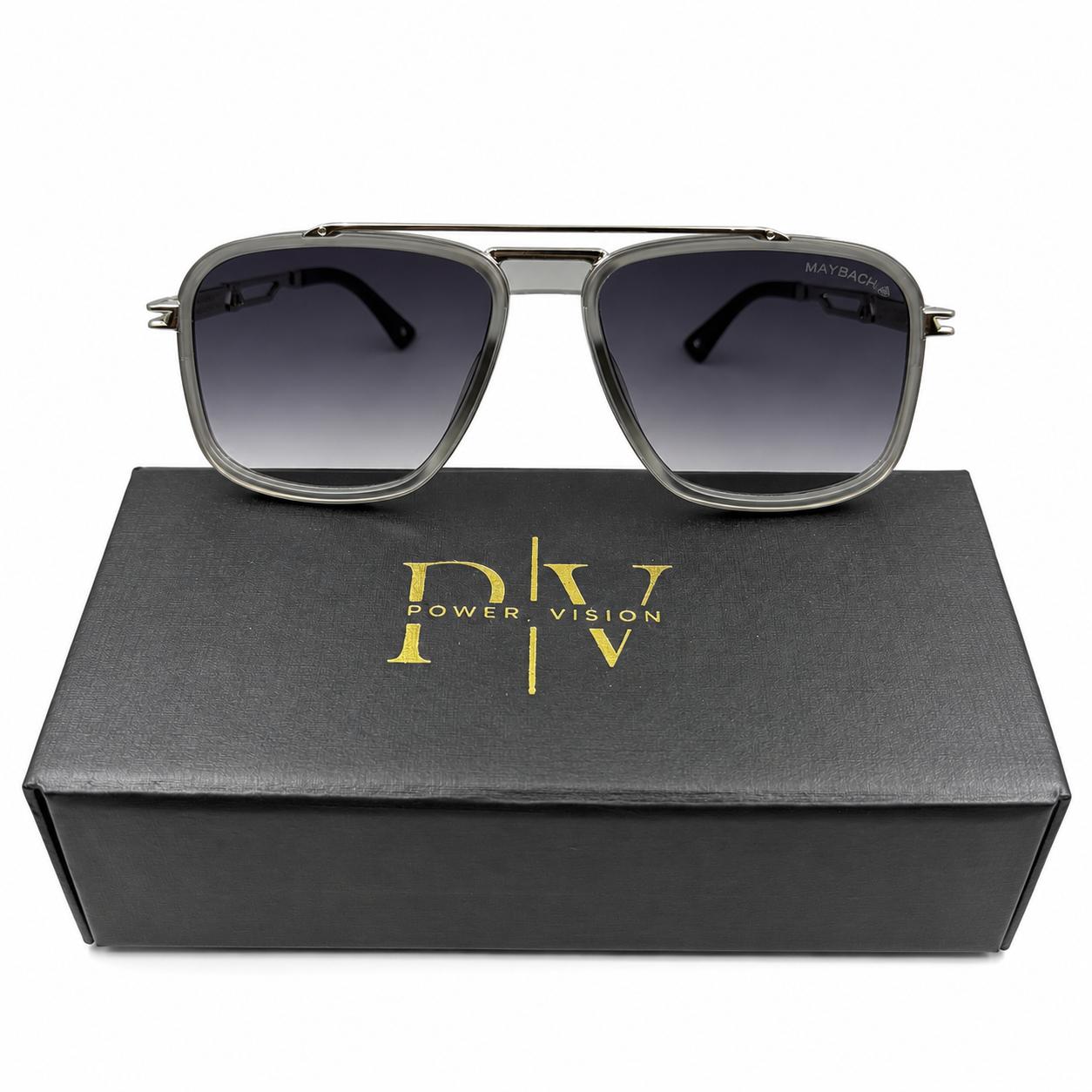 MAYBACH 2778 - SUNGLASS - DOUBLE BRIDGE - OVERSIZE - NAVIGATOR - SQUARE - MATTE GREY - SILVER - PREMIUM