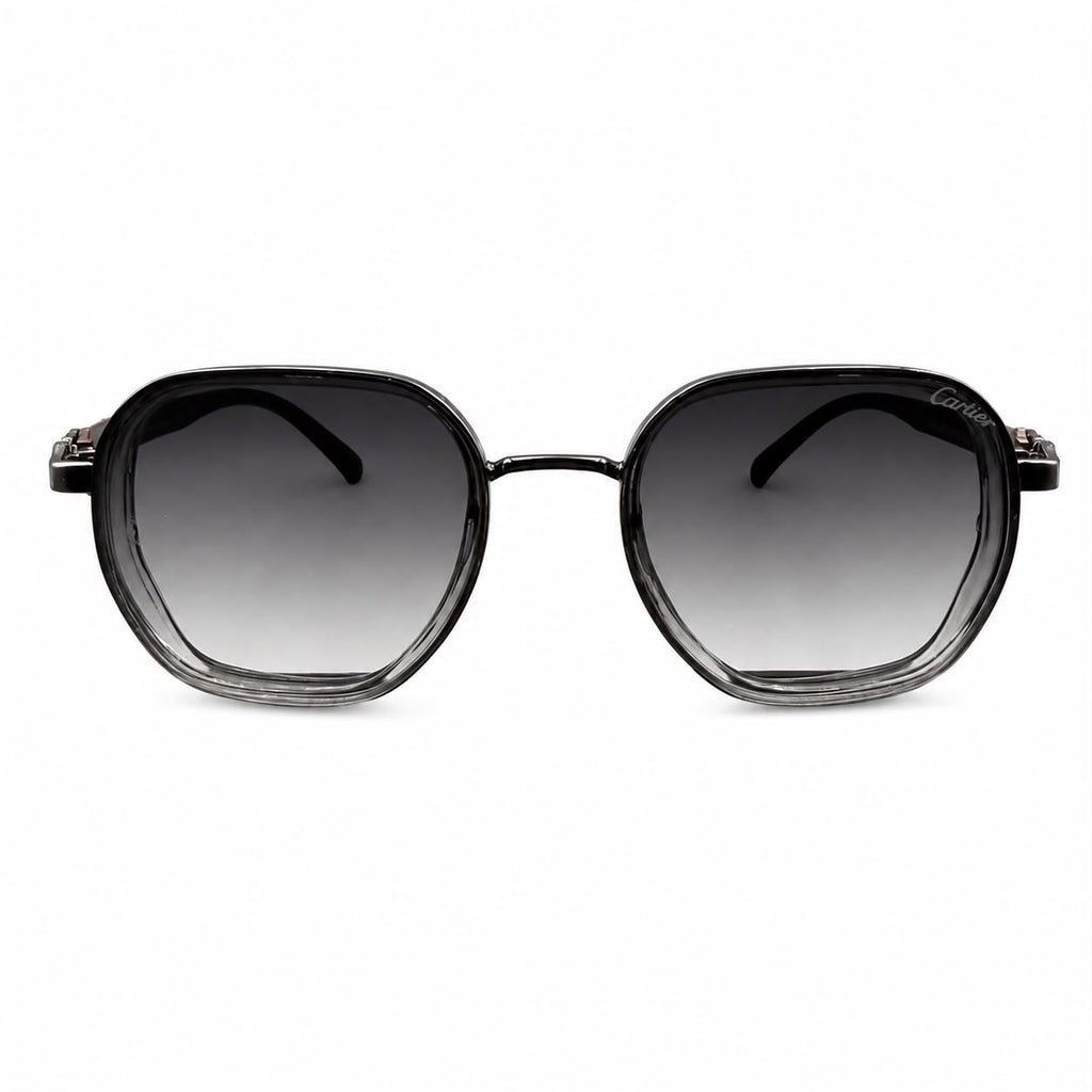 CR 23587 - SHADES - OCTAGON - GUN METALLIC GREY - BROWN WOODEN - BRANDING - PREMIUM