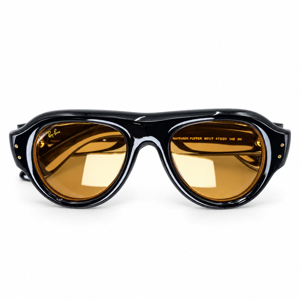 RB X AWGE 4925 - PUFFER - AVIATOR - BOLD - BLACK - WARM AMBER - ACETATE - HIGH QUALITY