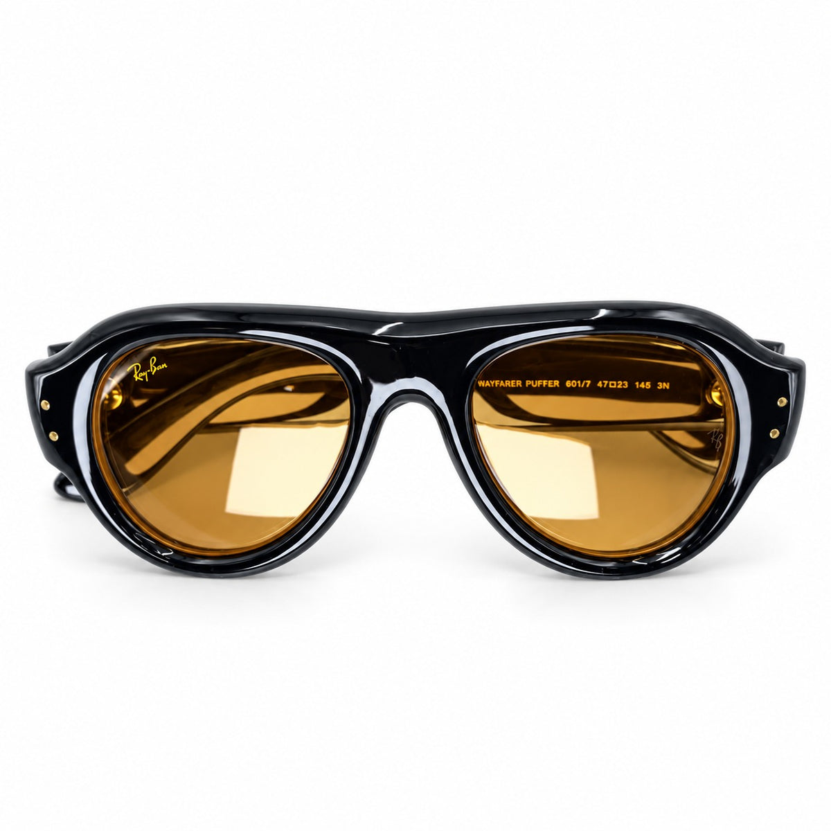 RB X AWGE 4925 - PUFFER - AVIATOR - BOLD - BLACK - WARM AMBER - ACETATE - HIGH QUALITY