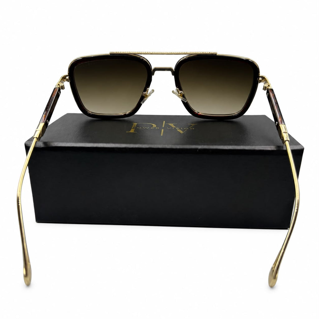 MAYBACH 2233 - SUNGLASS - DOUBLE BEAM - GOLDEN - BROWN - DOUBLE SHADED - NAVIGATOR SQUARE - OVERSIZE