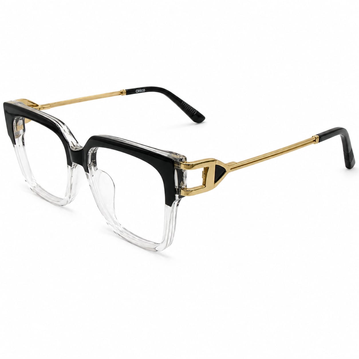 GORGEOUS 82113 - OVERSIZE - SQUARE - BLACK - TRANSPARENT - SPRING DESIGNER TEMPLES - PREMIUM - EYEWEAR
