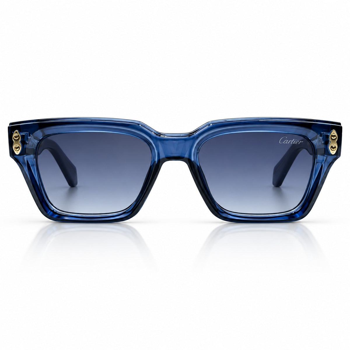 CARTIER - OCEANIC BLUE - CUT SQUARE - BLUE GRADIENT  - GOLDEN RIVET - ACETATE