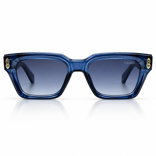 CARTIER - OCEANIC BLUE - CUT SQUARE - BLUE GRADIENT  - GOLDEN RIVET - ACETATE