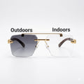PHOTOCHROMIC - METAL - DOUBLE BEAM - WOOD SIDES - INDOORS - OUTDOOR