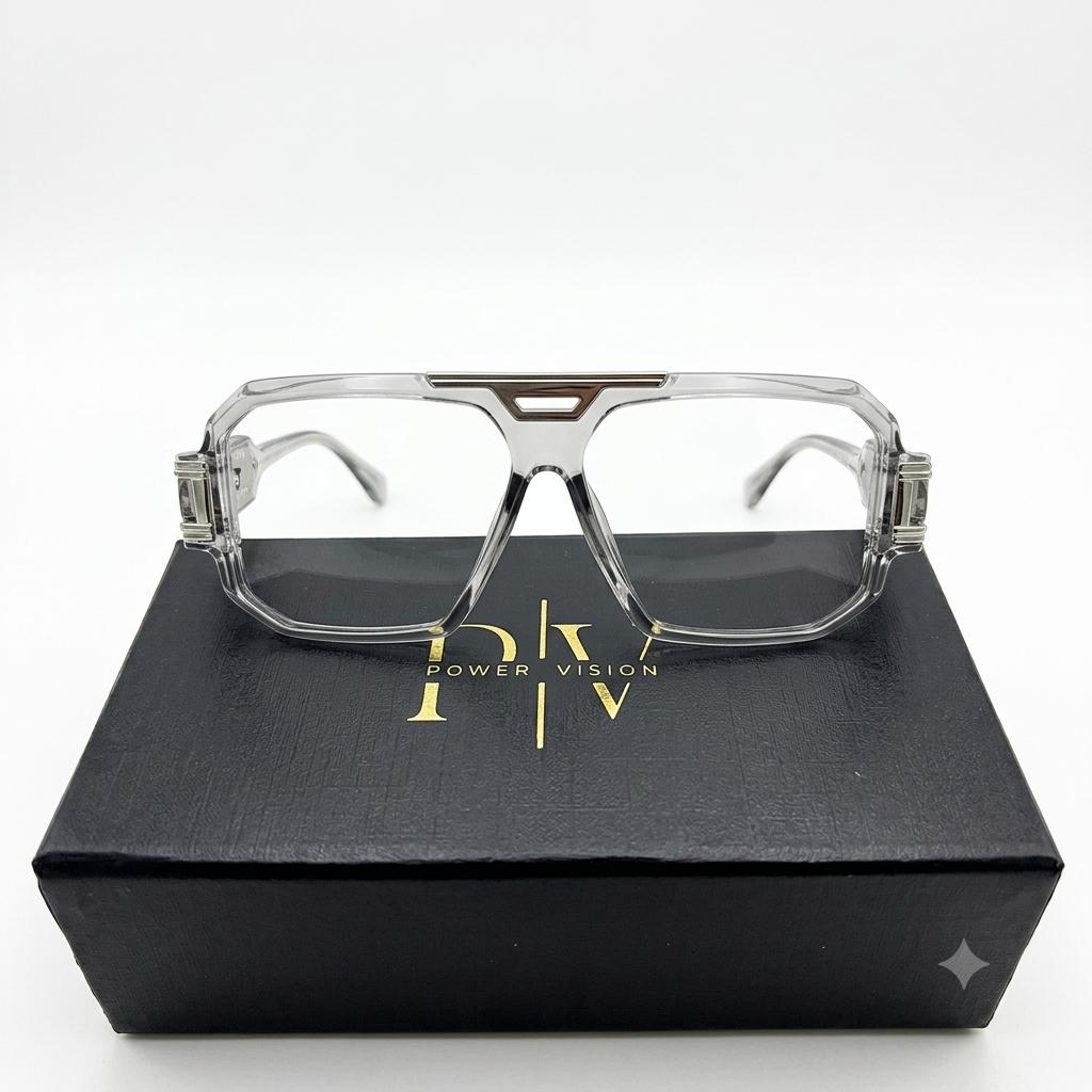 M8609 - EYEWEAR - MEN - DESIGNER - GREY TRANSPARENT - GEOMETRIC SQUARE - OVERSIZE