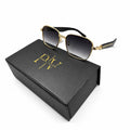 CR 2734 - SUNGLASS - SOFT SQUARE - GOLDEN - BLACK - GREY GRADIENT - DESIGNER - PREMIUM - UNISEX