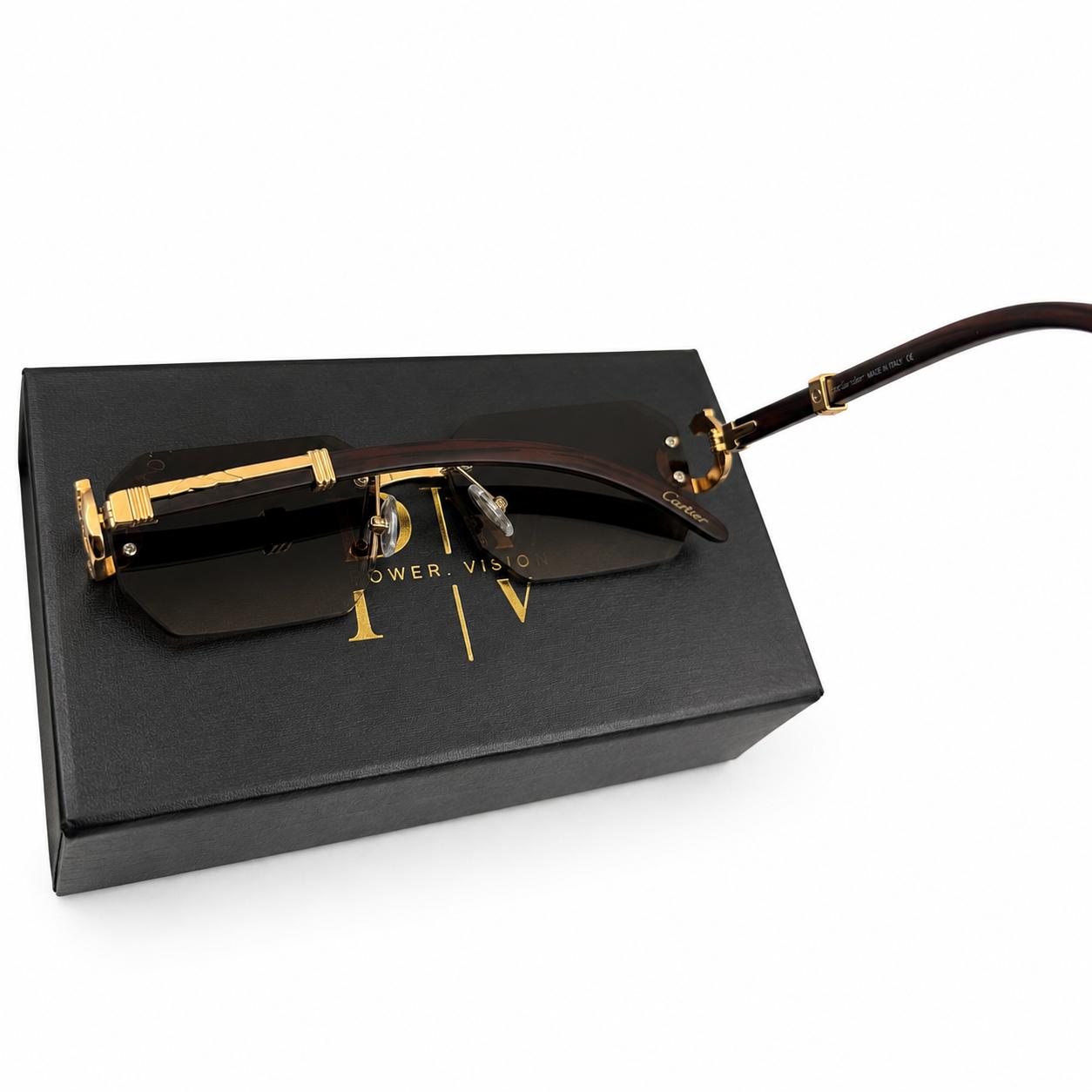 CR 23668 - CLASSY - RIMLESS - BEVEL CUT SQUARE - GOLDEN BROWN DOUBLE SHADED - PREMIUM