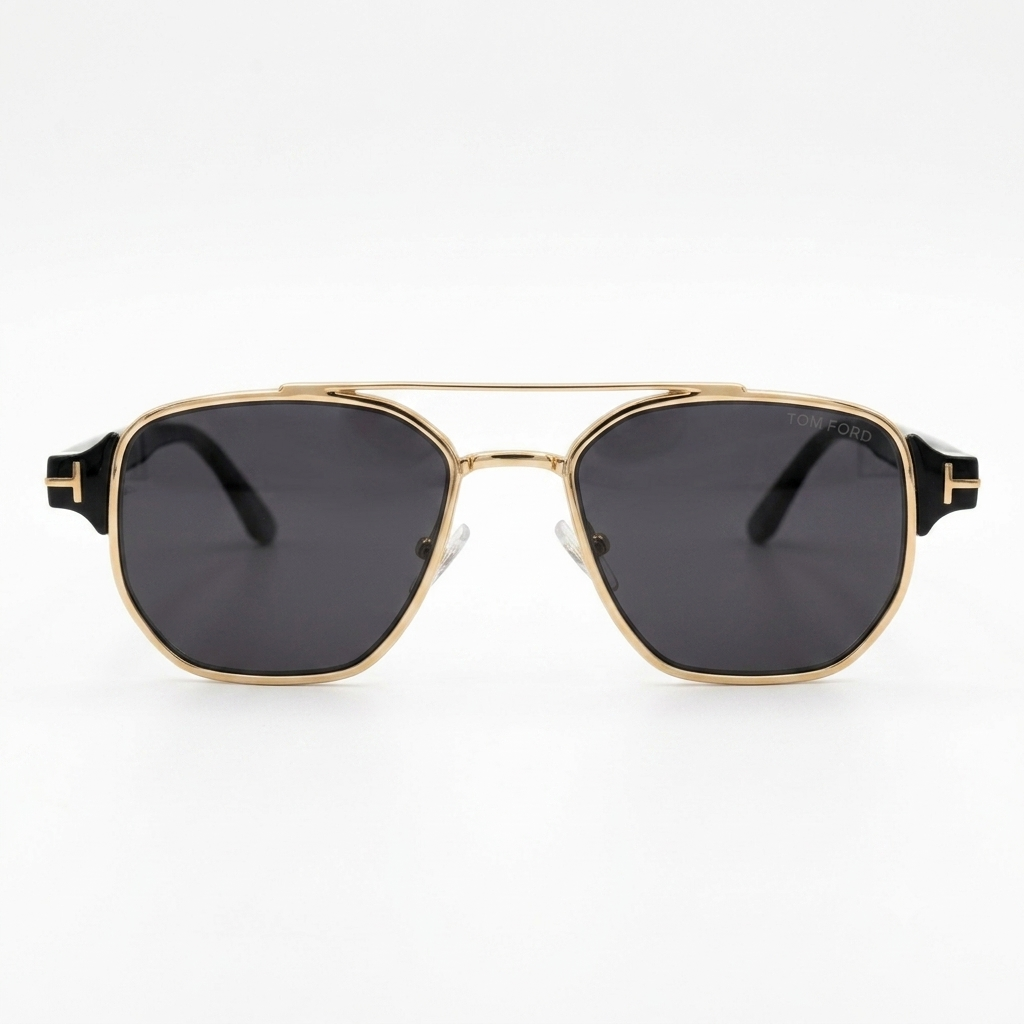 TF 9815 - DOUBLE BEAM - GOLDEN BLACK - BRAND TEMPLES - GEOMETRIC SQUARE - PREMIUM QUALITY