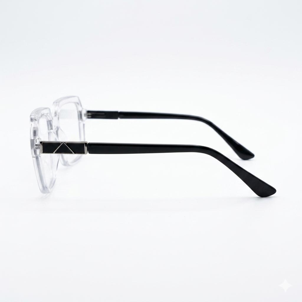 TR 251137 - EYEGLASS - MEN - GEOMETRIC SQUARE - ANGULAR EDGES - TRANSPARENT - OVERSIZE