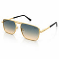 BOSS 98280 - FLAT TOP - DOUBLE BRIDGE SQUARE - MATTE GOLD + BLACK - SEA GREEN WARM LENSES