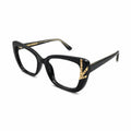 EYEWEAR 82098 - GLOSSY BLACK - GOLD DECORATIVE - CATEYE - INNER METAL CORE - PREMIUM - LADIES